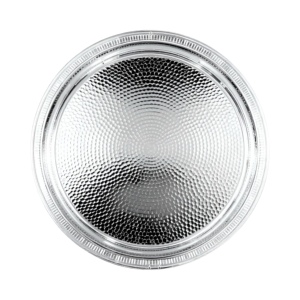 Bandeja de servicio redonda de aluminio martillado perfecta para bufés, banquetes, elegancia de comedor en casa con plato reflectante seguro para alimentos - Product Image 1