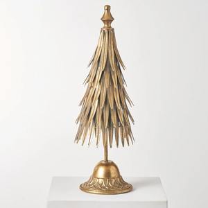 Escultura de árbol de Navidad de Metal dorado, decoración navideña elegante para mesa de sala de estar, mantel, exhibición festiva de temporada - Product Image 4