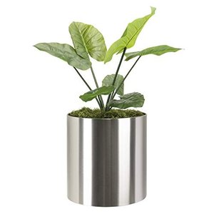 Juego de dos macetas de metal plateado hechas a mano con macetas decorativas para el suelo para la decoración del jardín del hogar - Product Image 5