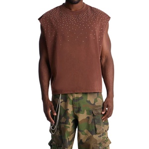 Custom <b>Rhinestone</b> Design Unisex Fashion Oversized Breathable High Quality New Arrival Tank <b>Top</b> Solid Color Cotton Tank <b>Top</b> - Product Image 2