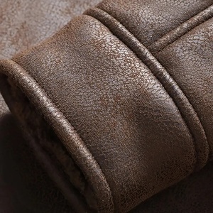 <b>Men's</b> Genuine Leather Eco-Friendly Breathable Windproof <b>Jacket</b> Zipper Closure Moto <b>Biker</b> Style Winter Warm Standard Brown Coat - Product Image 6