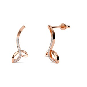 Pendientes de diseñador con diamantes Laurel de corte redondo de 0.60 ct, diamantes cultivados en laboratorio en platino para fiesta de compromiso - Product Image 2