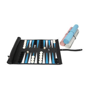 Jeu de backgammon en cuir pliable et souple pour tous les âges Ensemble enroulable de backgammon en cuir élégant avec pièces de jeu - Product Image 3