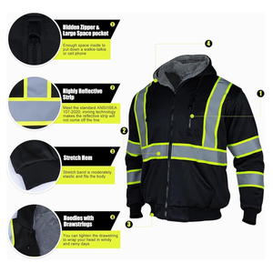 Chaqueta de Seguridad de Alta Visibilidad con Logotipo Personalizado para Construcción, Deportes de Invierno y Entretenimiento, Manga Larga, Amarillo y Negro Reflectante Fluorescente - Product Image 6