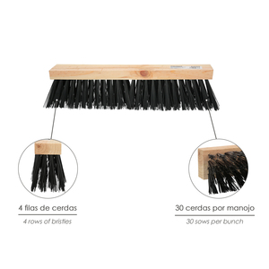 Industrial Sweeping Brush, PVC Fiber, Wooden Stand, 50 cm (Without Handle) - Product Image 3