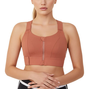 Soutien-gorge de sport respirant et écologique en spandex/nylon avec logo frontal, maintien élevé, pour femmes, avec bretelles réglables, sur mesure - Product Image 2