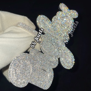 Custom Iced VVS Moissanite Rhodium Plated 925 <b>Silver</b> <b>Pendant</b> Hip Hop Style Name Bustdown Letter for <b>Men</b> Claw Setting <b>Necklaces</b> - Product Image 5