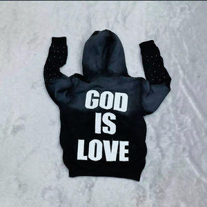 Fabricantes de ropa personalizada Serigrafía Sun Faded Pullover Rhinestone Heavyweight Hombres Sudaderas con capucha Logotipo personalizado - Product Image 5