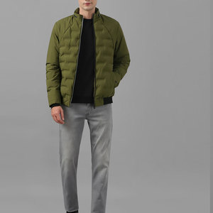 Veste bouffante pour hommes à la mode, vêtements d'hiver haut de gamme coupe ajustée, veste en duvet vierge unie - Product Image 1
