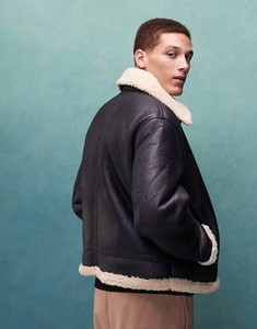 Veste chaude respirante pour homme en cuir véritable de chèvre de vol pour aviateur, couette, veste d'hiver de haute qualité pour homme, veste en cuir de fourrure - Product Image 3