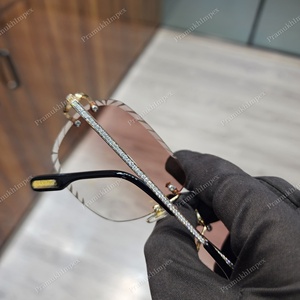 Hip Hop Moissanite Diamant Clouté Vente Chaude Personnelle Bling Lunettes De Soleil Personnalisé Brun Couleur Lentille De Mode De Luxe Bijoux - Product Image 4