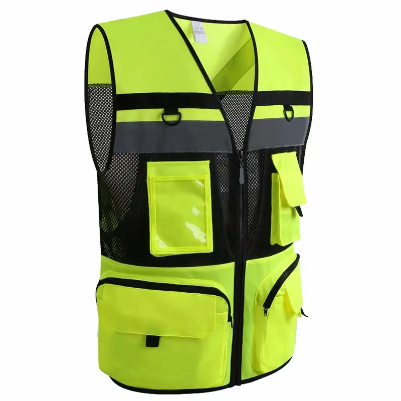 Chaleco de seguridad reflectante para motocicleta y coche, chaqueta de seguridad de advertencia nocturna de alta visibilidad, color amarillo, de verano
