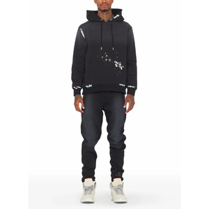 Conjunto Deportivo de Dos Piezas para Hombre, Diseño Personalizado del Fabricante, Estilo Desgastado, Pantalones Acampanados, Algodón Grueso, Ropa Urbana para Invierno - Product Image 1