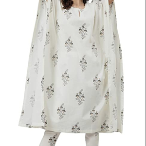 Kaftan en coton gris fait à la main avec motif Floral pour femme, robe à la mode - Product Image 1