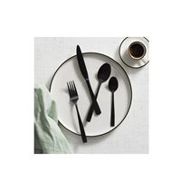 Miroir 7PCS Couverts Couteau Cuillère Fourchette Argenterie Moderne Noir Mat Ensemble de Couverts en Acier Inoxydable pièce