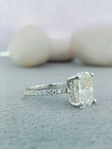 ASSCHER en forma de 2,0 CT Moissanite Diamond Solitaire anillo de compromiso 10K oro blanco con plata 925 joyería fina banda de boda - Product Image 2