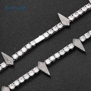 Gran oferta 925 Plata 14K chapado en oro blanco 5mm moissanita diamante garra tenis cadena Collar para hombres - Product Image 4