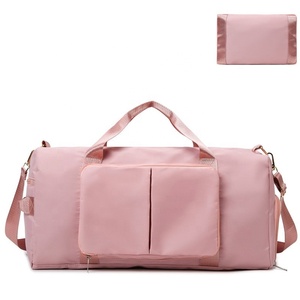 Bolsas de viaje de lona con logotipo personalizado de talla M con compartimento para zapatos, bolsa de fin de semana, bolsa de gimnasio de lona deportiva para entrenamiento para hombre - Product Image 5