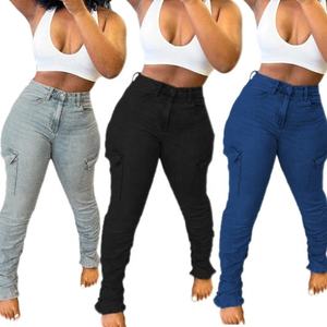 Vaqueros ajustados de mezclilla para mujer, estilo urbano, de secado rápido, vintage, de invierno, 100% algodón, de cintura alta, con bolsillos, lavados, informales - Product Image 6