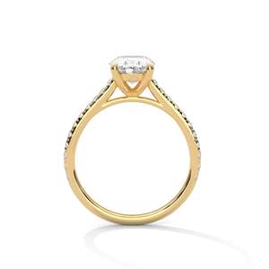 Bague de fiançailles en diamant taille ovale avec bande pavée en or blanc, jaune et rose 10K, 14K, 18K - Product Image 5