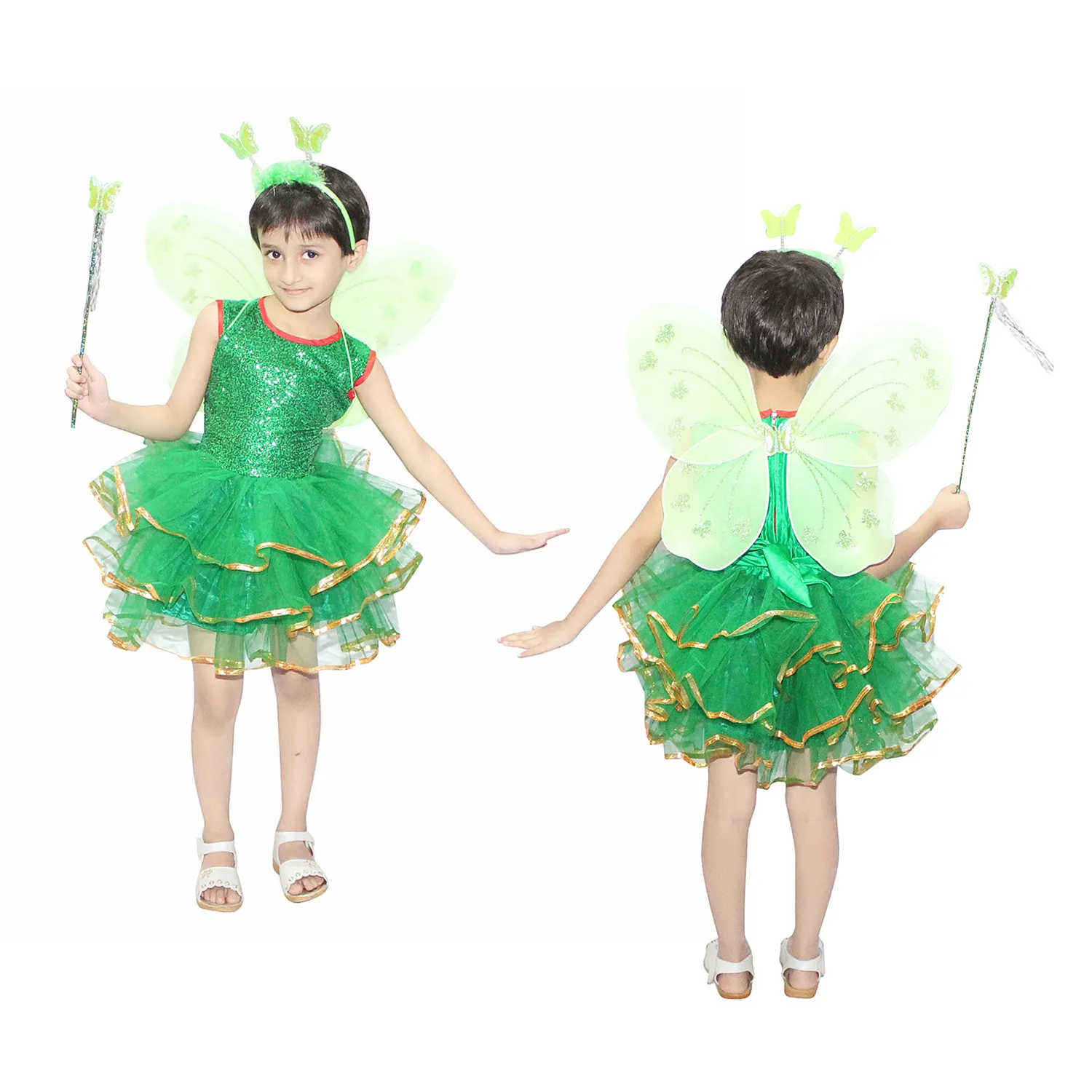 Hot Sale Kids Girl Tinker Bell Kostuum Met Vleugel Lovertjes Kinderen Mooie Jurk Voor Halloween Kerst