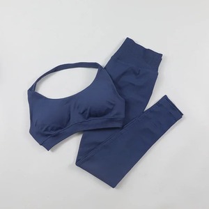 Impact <b>Leggings</b> Set Seamless Yoga Clothing Women Workout Sportswear 2 Piece Halter Sports Bra Scrunch <b>Leggings</b> Gym Sets - Product Image 3