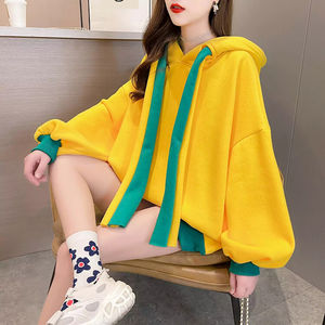 เสื้อฮู้ดซิปพิมพ์ลายโลโก้ตามสั่งสำหรับฤดูหนาวสำหรับผู้หญิง พร้อมโลโก้ด้านหน้า ทรงไหล่ตก ซับในผ้าฟลีซ สไตล์สตรีทแวร์ - Product Image 1