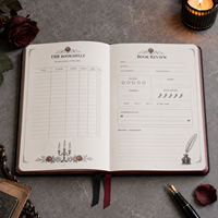 Diario di Lettura Gotico A5 Personalizzato LABON, Copertina Rigida Nera, Quaderno per Recensioni di Libri Dark Romance con Pagine Logo, Regalo per Librerie