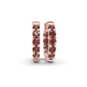 Boucles d'oreilles créoles en or massif 14 carats avec diamants de laboratoire ronds couleur chocolat, 1 carat total, pureté VS, 20 diamants, pour femme, couleur fantaisie, chaleur éclatante - Product Image 3
