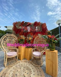 Silla de mimbre Natural hecha a mano para el jardín, sillas de estilo nórdico con diseño de pavo real - Product Image 3