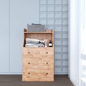 Armoire rustique européenne en bois d'hévéa TQA68032 avec 3 tiroirs, meuble de chambre pliable pour usage domestique et appartements - Product Image 2