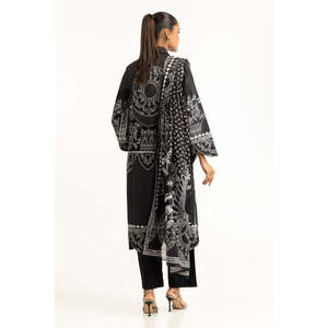 IUSTKSD-874 Traje de Verano Bohemio Estampado de 3 Piezas con Cuello Mandarín, Mangas Tres Cuartos y Tela de Chifón Transpirable - Product Image 1