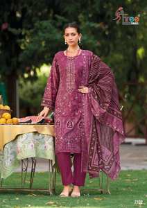 Venta al por mayor de algodón de primera calidad colección de césped para auto bordado indio pakistaní Salwar Kameez vestido Material ropa de fiesta - Product Image 5