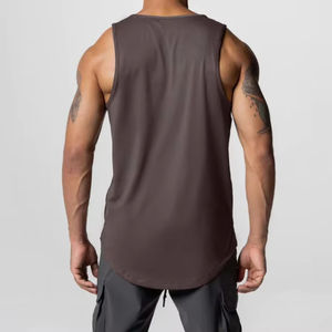 Wholesale Custom Logo Breathable Knitted Cotton High Street Style <b>V</b>-neck Sleeveless Men's Gym Tank Top - Product Image 4