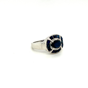 Anillo de compromiso de propuesta certificado IGI de plata 925 de zafiro ajustable con zafiro artificial para boda y fiesta - Product Image 2