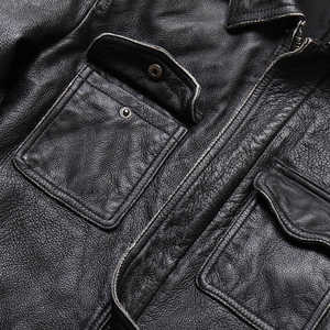 Veste en cuir véritable pour homme de haute qualité, design haut de gamme, manches régulières, capuche personnalisable, col montant, imperméable pour l'hiver - Product Image 3