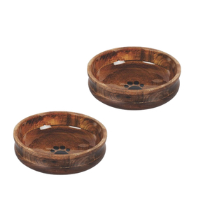 จานที่ชาร์จสำหรับอาหารค่ำทำจากไม้เนื้อแข็งธรรมชาติคุณภาพดีดีไซน์สไตล์คันทรีผู้ขายส่งอาหารสุนัขใช้งานกับน้ำได้ - Product Image 3