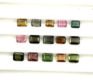Lot de pierres précieuses en vrac tourmaline multicolore naturelle coupe octogonale 3*5-6*8 MM pour la fabrication de bijoux - Product Image 1
