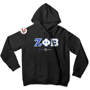 Sweat à capuche en molleton pour femme avec broderie Zeta Phi Beta Sorority |   Sweat-shirts en molleton de coton grec brodés pour femmes de la sororité ZPB - Product Image 2