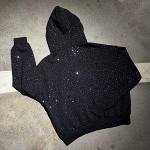Streetwear personnalisé Dtg impression Vintage français éponge strass poids lourd fermeture éclair hommes double couche à capuche - Product Image 2