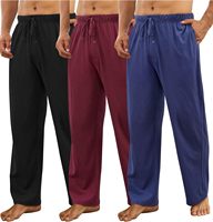 Pijamas de Verano para Hombre, Corte Clásico, Manga Larga, Secado Rápido, Transpirables, Tejido de Punto de Spandex/Algodón, con Bolsillos, Ropa para el Hogar