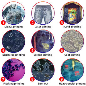2026 HSI Tendencia Personalizada Hecha en Pakistán Calidad Superior Rhinestone Streetwear Denim Lavado Ácido Impresión DTG - Product Image 6