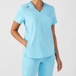 ชุดพยาบาลแขนสั้นทรงกระเป๋าหน้าอกเสื้อสครับคอวีแบบยืดได้ดีไซน์ทันสมัยสำหรับผู้หญิง - Product Image 5
