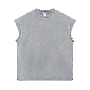 Dry Fit hombres 100% algodón Atlético camiseta sin mangas entrenamiento gimnasio Stringer Streetwear camisetas sin mangas transpirable cuello redondo algodón sólido hombres camisetas sin mangas - Product Image 4