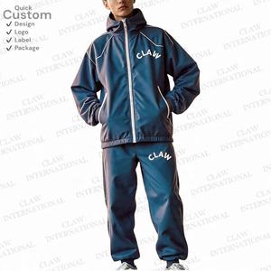 Conjunto de chándal cortavientos de nailon de gran tamaño unisex Conjunto cortavientos de nailon liso de primera calidad Elegante aspecto de 2 piezas para un estilo elevado - Product Image 6