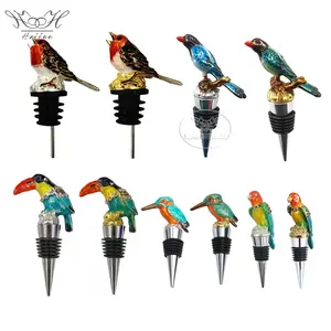 Personalized Creative Enamel Metal Wine Stopper Vacuum Stainless Steel Silicon Champagne Animal Bird Shape Wine Bottle Stopper