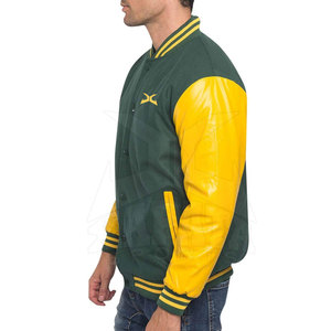 Best Selling Men's Stand Collar Letterman Winter Jacket <b>Wool</b> Leather Breathable OEM Service Customizable Windproof Fashion Wear - Product Image 2