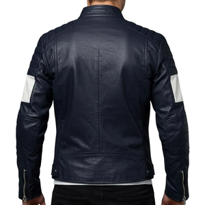 แจ็กเก็ตขี่มอเตอร์ไซด์หนังแท้สำหรับผู้ชายแจ็กเก็ตมอเตอร์ไซค์หนังแท้นุ่มสำหรับแข่งรถจักรยานยนต์ - Product Image 4