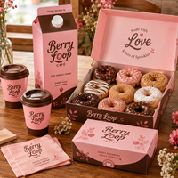 Boîtes à donuts personnalisées AT PACK avec fenêtre et poignée, emballages de boulangerie haut de gamme pour donuts, cafés et desserts