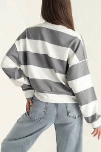 Venta al por mayor de alta calidad comodidad de algodón 80 algodón 20 poliéster cuello alto bordado Color liso cuello redondo mujeres sudaderas con capucha - Product Image 4